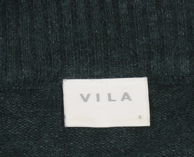Vila Women Green V-Neck Long Sleeve Pullover Jumper Size S