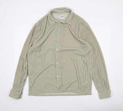 Weekday Women Beige Button-Up Long Sleeve Shirt Size M