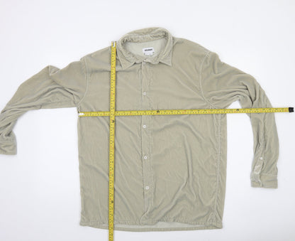 Weekday Women Beige Button-Up Long Sleeve Shirt Size M