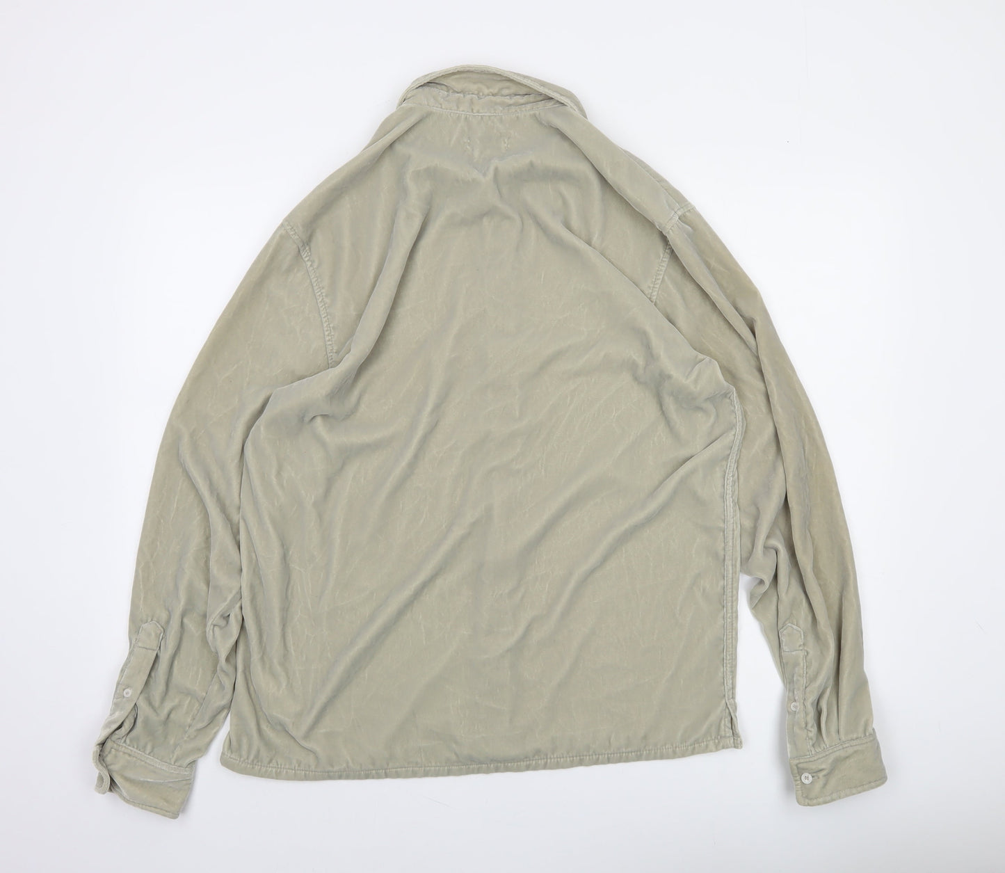 Weekday Women Beige Button-Up Long Sleeve Shirt Size M