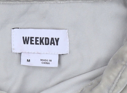 Weekday Women Beige Button-Up Long Sleeve Shirt Size M