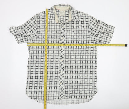 Timberland Men's White Checked Short Sleeve Button-Up Shirt M
