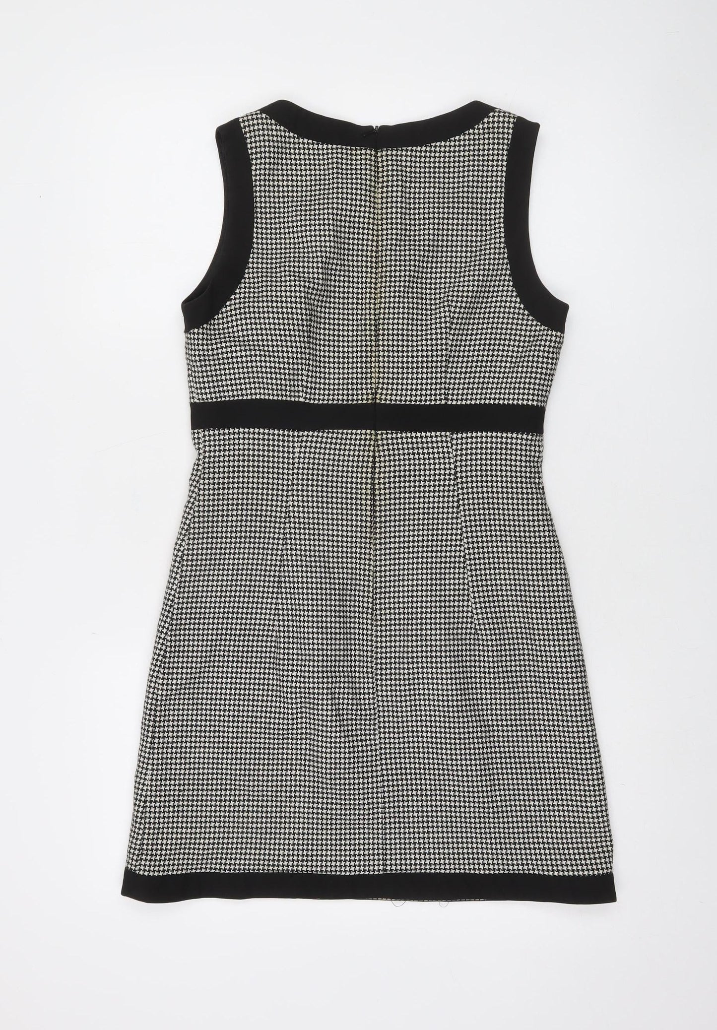 Oasis Women's Black Houndstooth Sheath Dress Size 8 Sleeveless Workwear