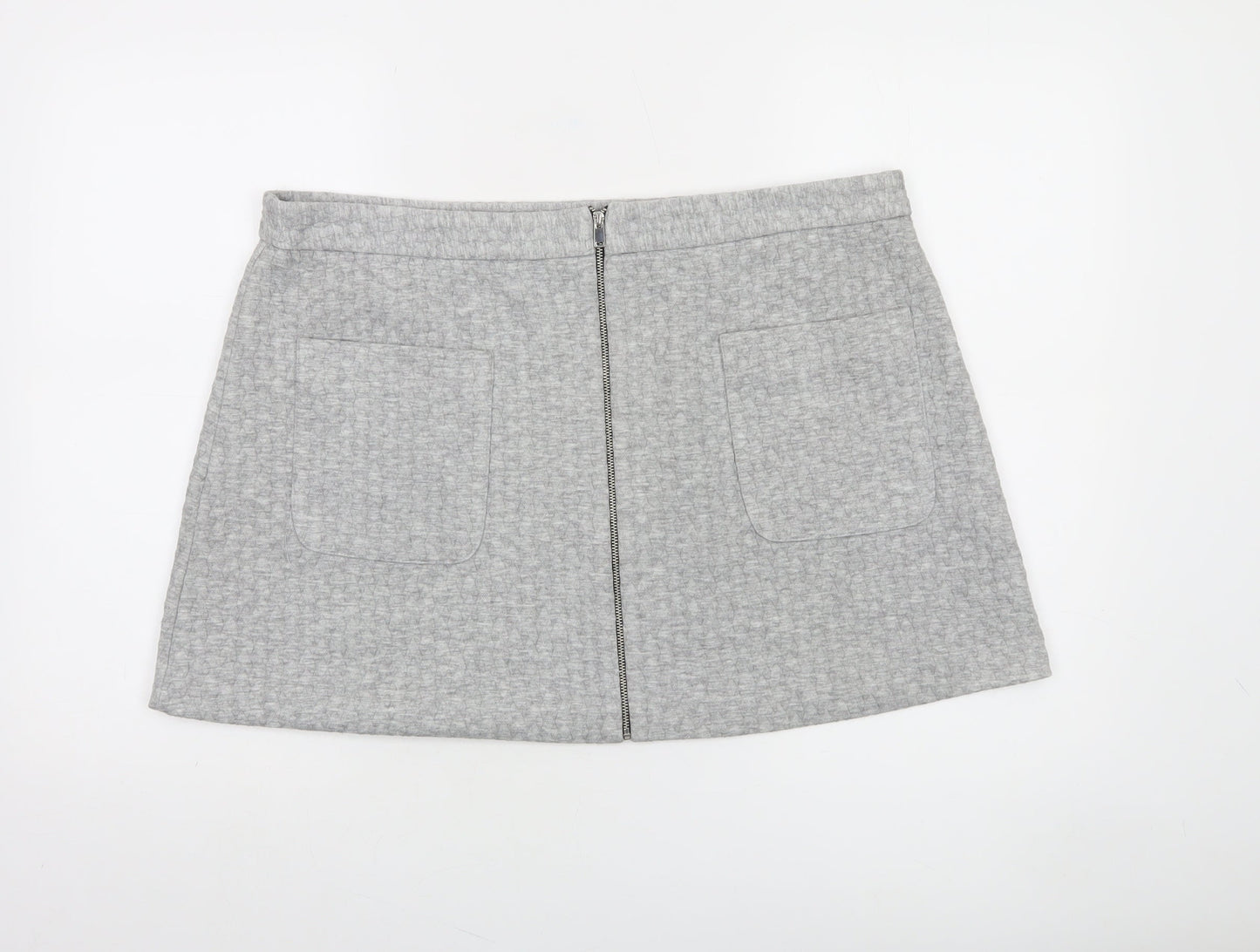 Dunnes Women Grey A-Line Short Skirt Size 18 Stretch Jersey