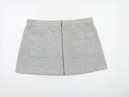 Dunnes Women Grey A-Line Short Skirt Size 18 Stretch Jersey
