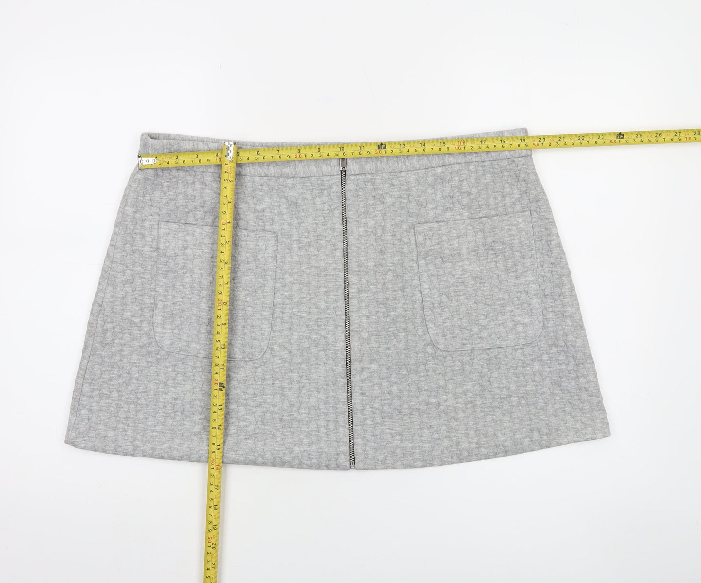 Dunnes Women Grey A-Line Short Skirt Size 18 Stretch Jersey