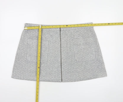 Dunnes Women Grey A-Line Short Skirt Size 18 Stretch Jersey