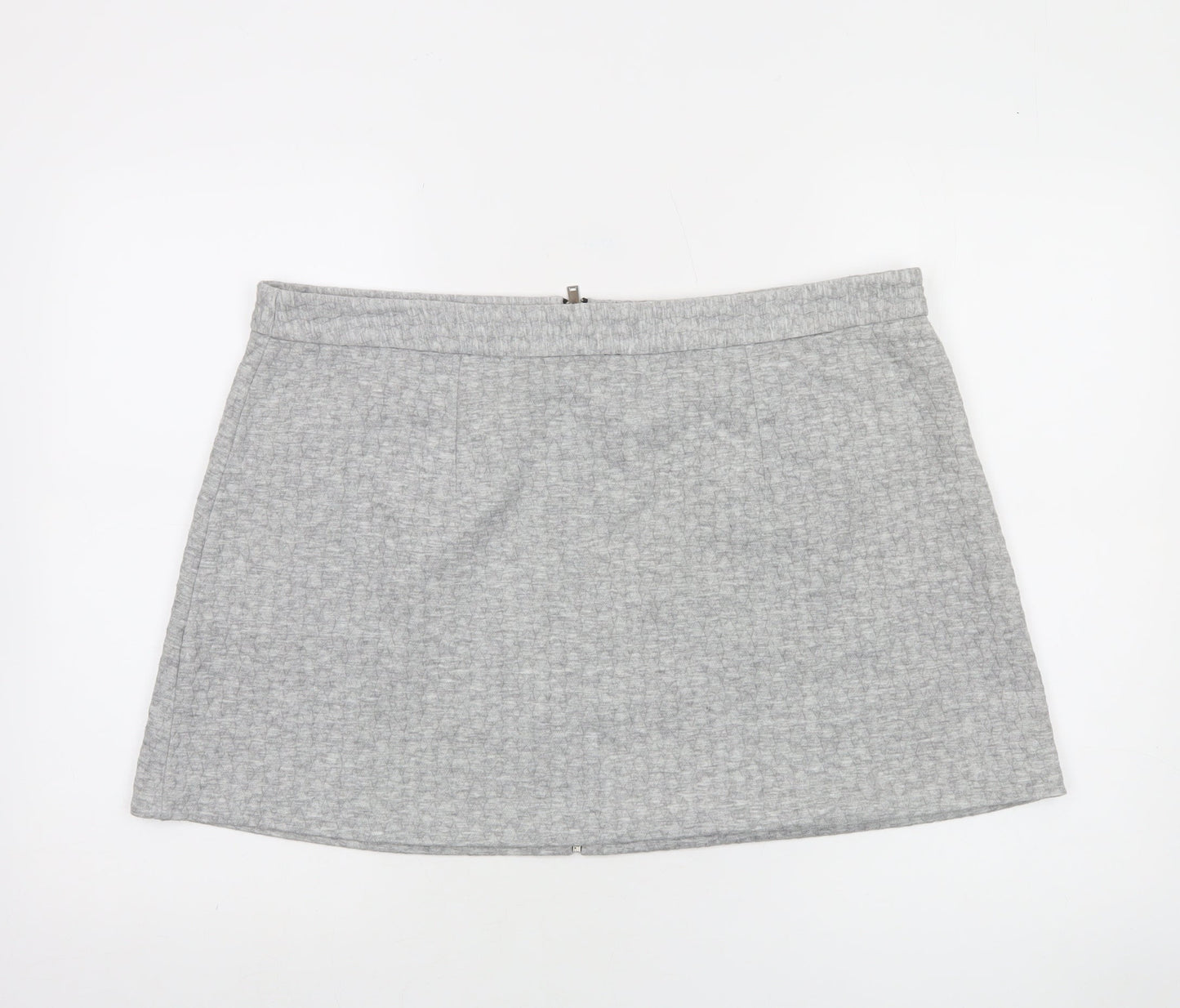 Dunnes Women Grey A-Line Short Skirt Size 18 Stretch Jersey