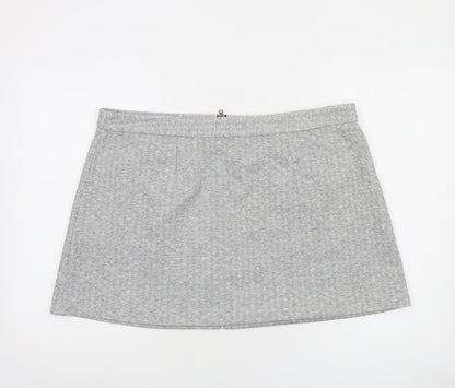 Dunnes Women Grey A-Line Short Skirt Size 18 Stretch Jersey