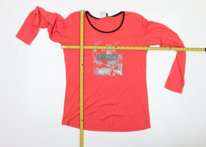 Miss Captain Trend Women's Red Long Sleeve Scoop Neck T-Shirt M