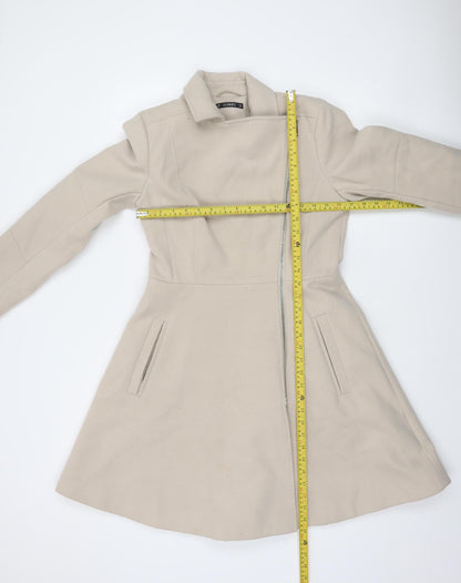 Dunnes Women Beige Mid-Length Zip Coat Size 10
