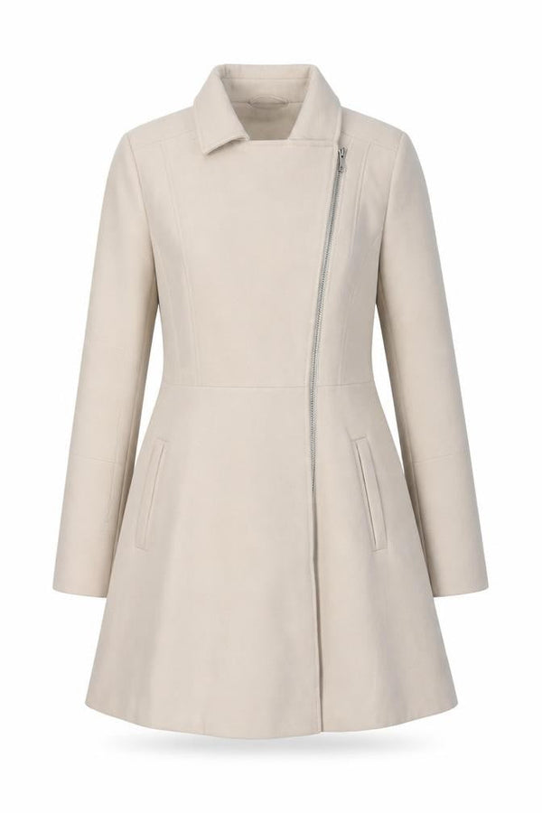 Front view of Dunnes Women Beige Mid-Length Zip Coat, size 10