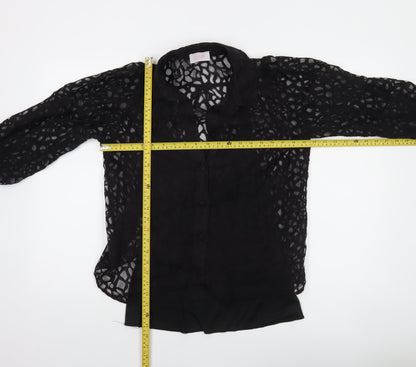 Savida Women’s Black Lace 3/4 Sleeve Collared Blouse Size 12