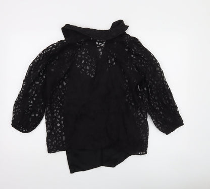 Savida Women’s Black Lace 3/4 Sleeve Collared Blouse Size 12