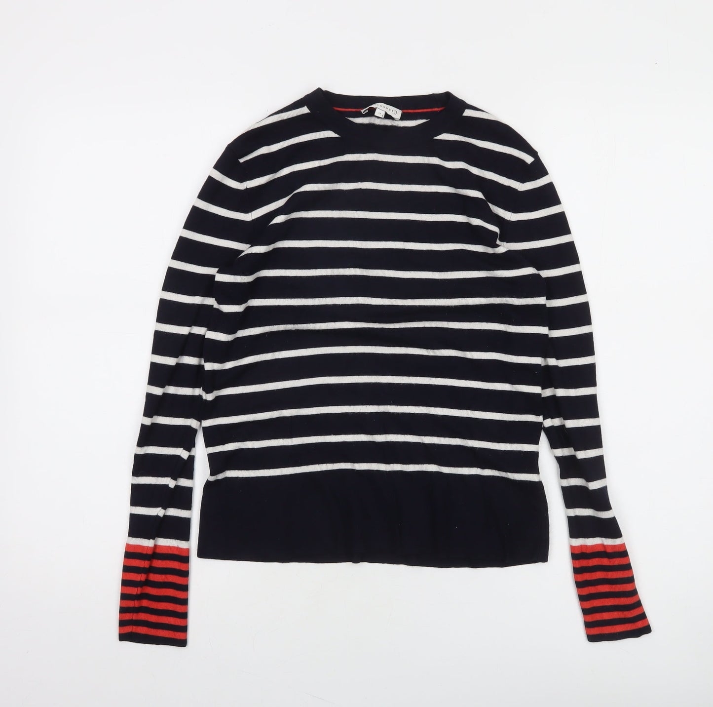 Warehouse Women’s Blue Striped Crew Neck Long Sleeve Pullover Jumper Size 12
