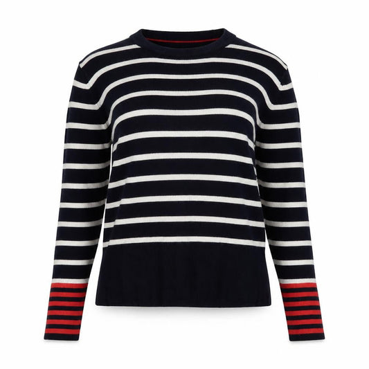 Warehouse Women’s Blue Striped Crew Neck Long Sleeve Pullover Jumper Size 12