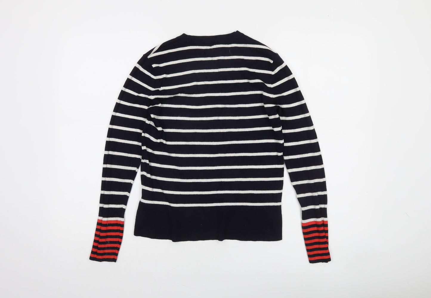 Warehouse Women’s Blue Striped Crew Neck Long Sleeve Pullover Jumper Size 12