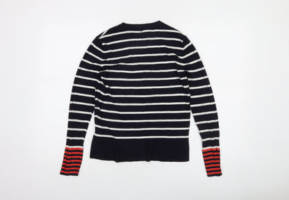 Warehouse Women’s Blue Striped Crew Neck Long Sleeve Pullover Jumper Size 12