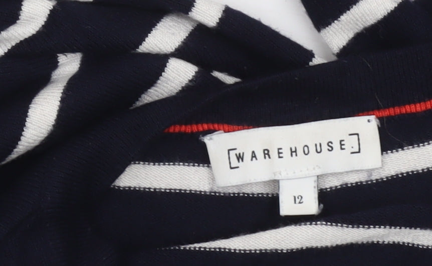 Warehouse Women’s Blue Striped Crew Neck Long Sleeve Pullover Jumper Size 12