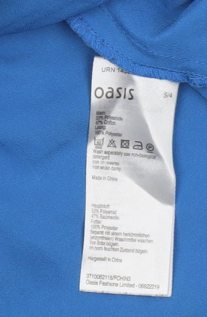 Oasis Womens Blue Lace Peplum Sleeveless Blouse Size 4