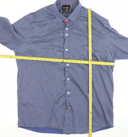 6th Sense Men’s Blue XXL Button-Up Cotton Long Sleeve Shirt