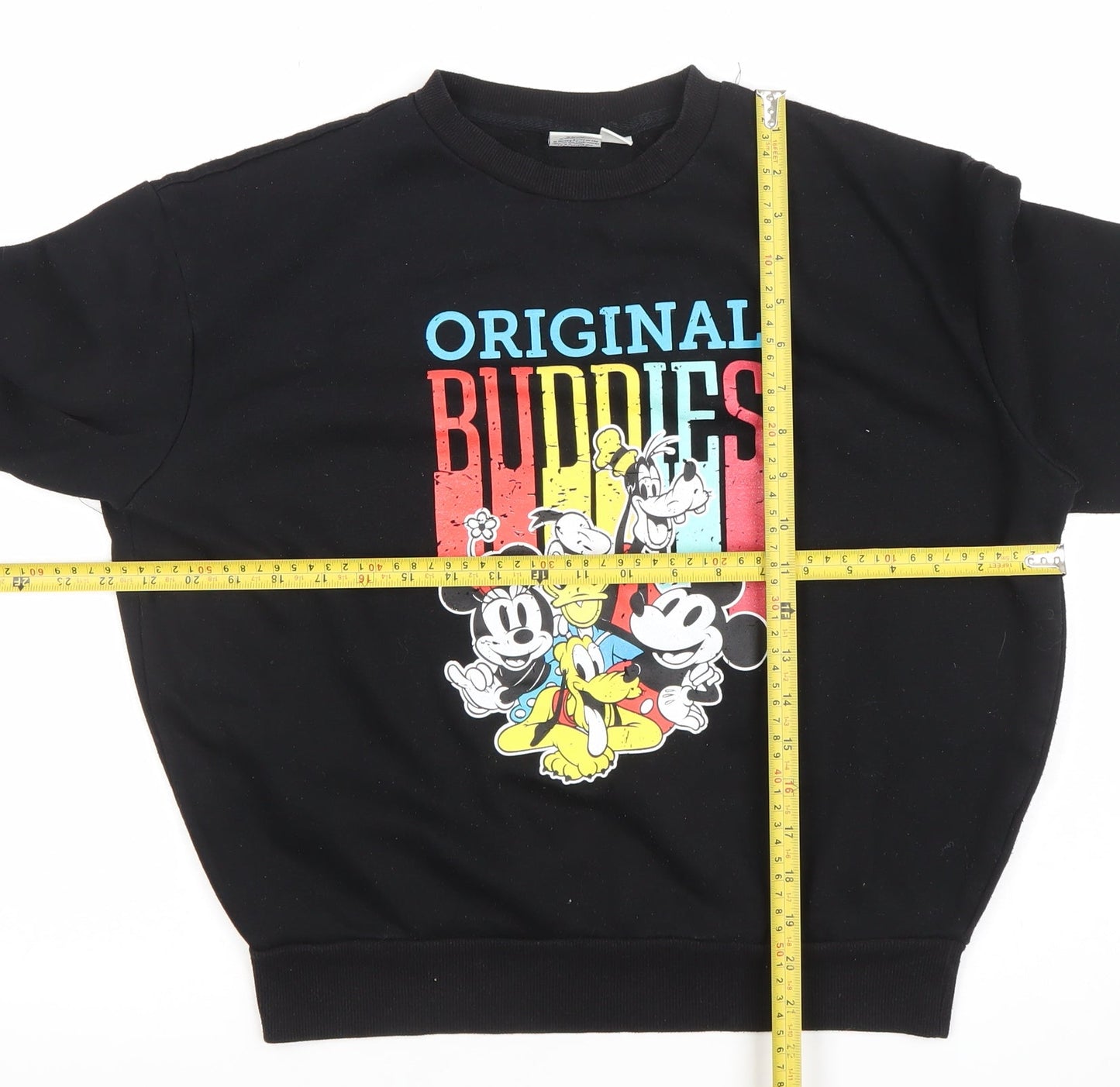 Disney Women Black Sweatshirt Size 10/12 Mickey Friends Original Buddies