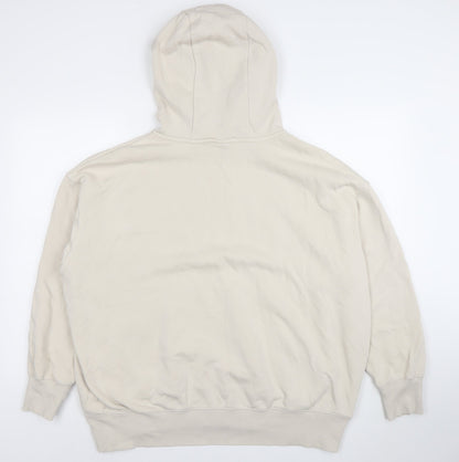 Nike Women Beige Pullover Hoodie L Cotton Blend Fleece Lined