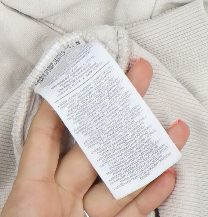 Nike Women Beige Pullover Hoodie L Cotton Blend Fleece Lined