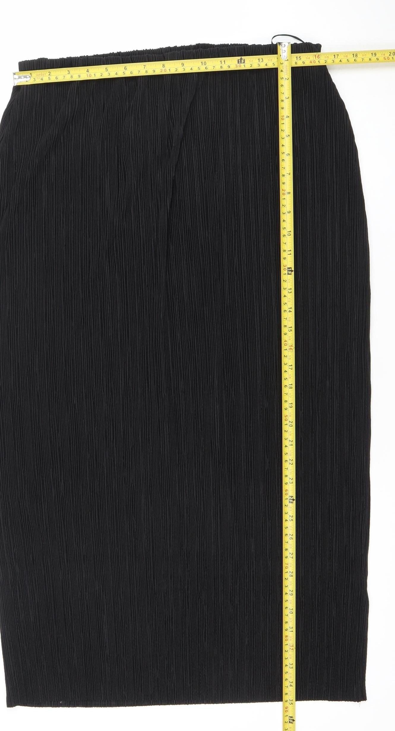 Savior Women Black XL Pleated Midi Skirt All Seasons