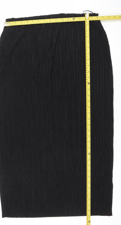 Savior Women Black XL Pleated Midi Skirt All Seasons
