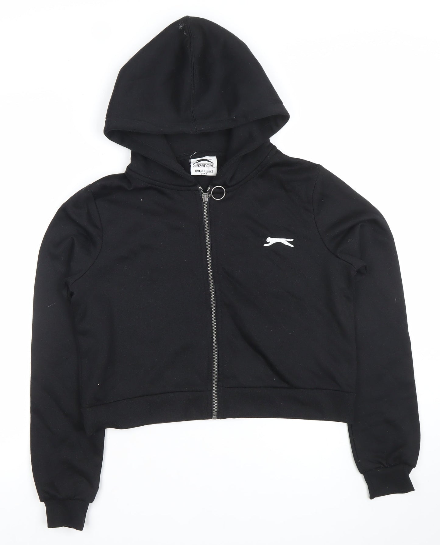 Slazenger Womens Black Cropped Zip Hooded Jacket Size 8
