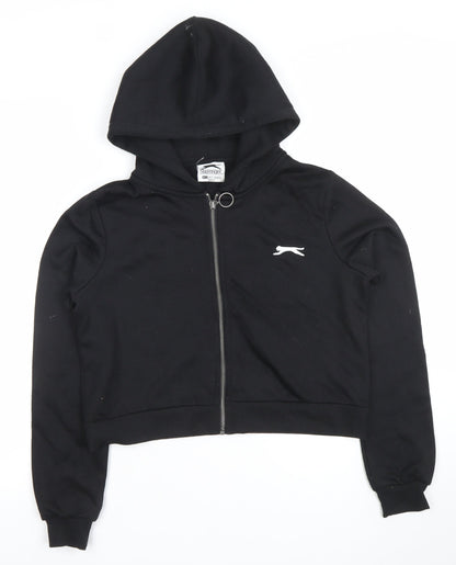 Slazenger Womens Black Cropped Zip Hooded Jacket Size 8