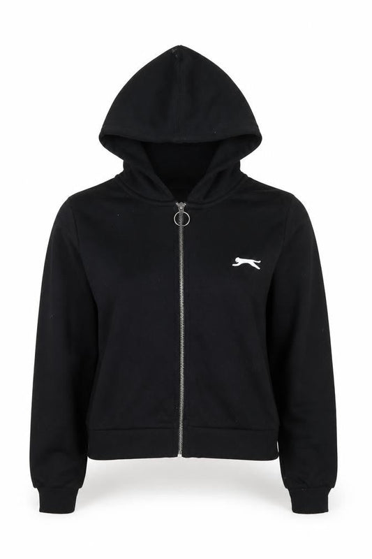 Slazenger Womens Black Cropped Zip Hooded Jacket Size 8
