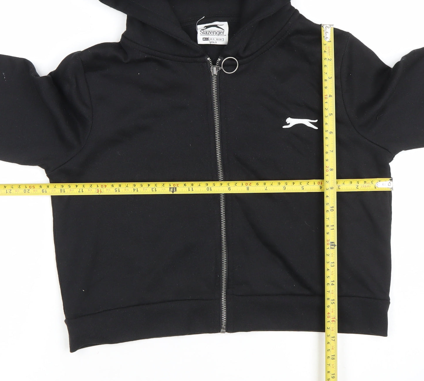 Slazenger Womens Black Cropped Zip Hooded Jacket Size 8