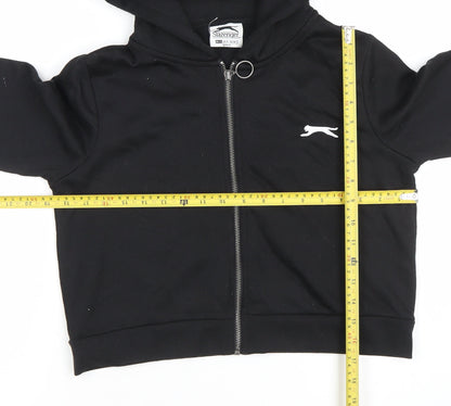 Slazenger Womens Black Cropped Zip Hooded Jacket Size 8