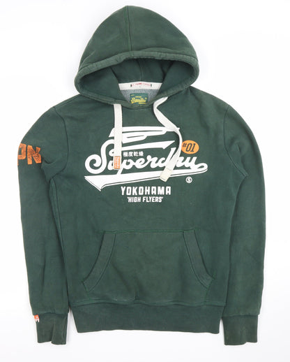 Superdry Men's Green Pullover Hoodie Size S Graphic Print