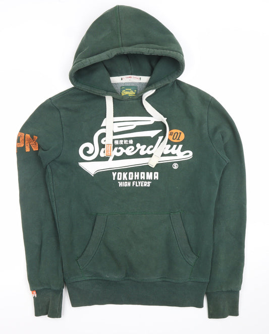 Superdry Men's Green Pullover Hoodie Size S Graphic Print