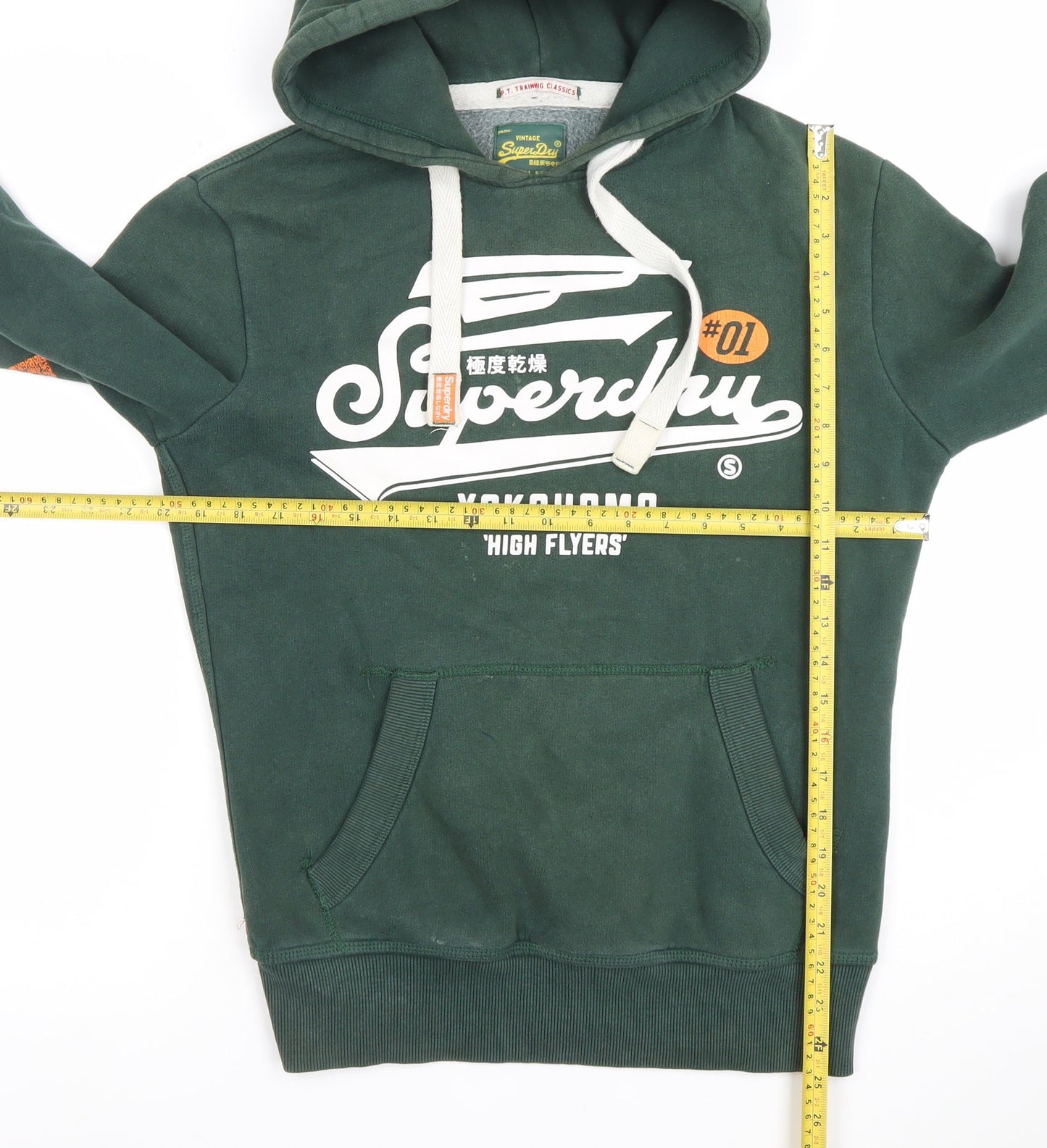 Superdry Men's Green Pullover Hoodie Size S Graphic Print