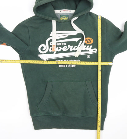 Superdry Men's Green Pullover Hoodie Size S Graphic Print
