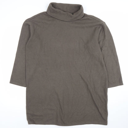 Marks and Spencer Womens Brown Roll Neck 3/4 Sleeve Pullover Sweatshirt Size 14
