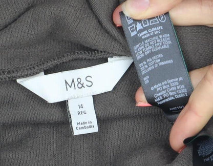 Marks and Spencer Womens Brown Roll Neck 3/4 Sleeve Pullover Sweatshirt Size 14