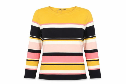 Oasis Womens Multicoloured Striped Long Sleeve Jersey T-Shirt L