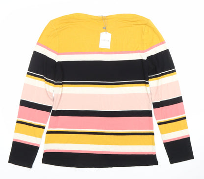 Oasis Womens Multicoloured Striped Long Sleeve Jersey T-Shirt L