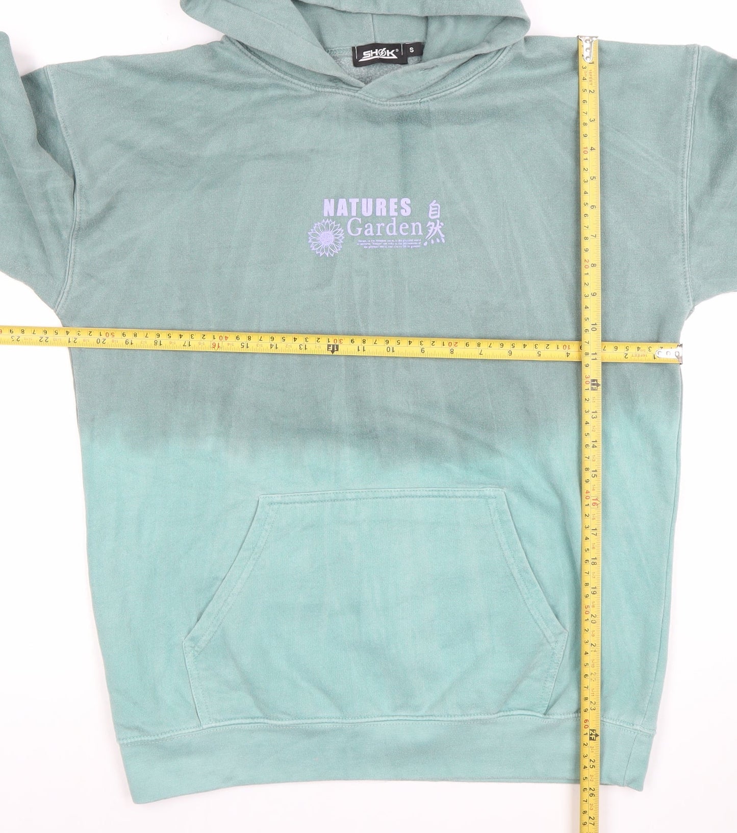 SHOK Men's Green Pullover Hoodie Small Nature Graphic Print