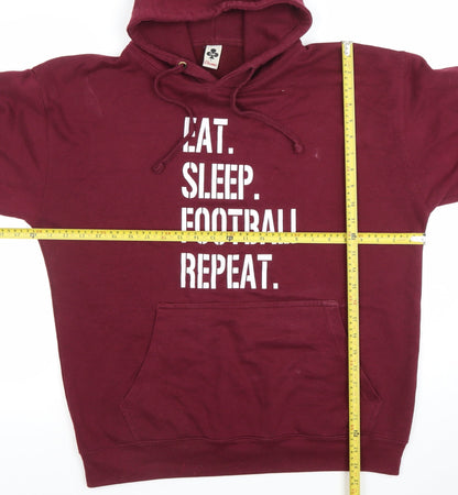 Club Classic Men's Red Pullover Hoodie L Eat Sleep Football Print