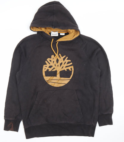 Timberland Men's Black Pullover Hoodie M Regular Fit Graphic Logo