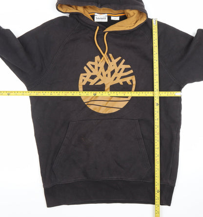 Timberland Men's Black Pullover Hoodie M Regular Fit Graphic Logo