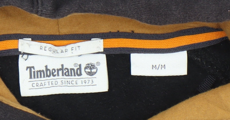 Timberland Men's Black Pullover Hoodie M Regular Fit Graphic Logo