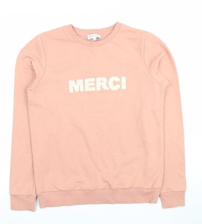 Warehouse Womens Pink Merci Crew Neck Pullover Sweatshirt Size S