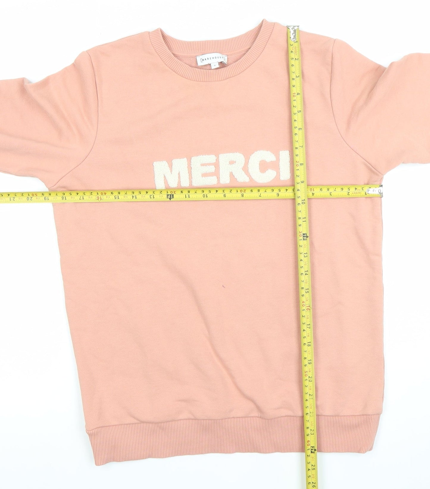 Warehouse Womens Pink Merci Crew Neck Pullover Sweatshirt Size S